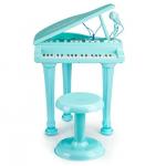 Vaikiškas pianinas - fortepijonas su mikrofonu ir kėdute - mėlynas